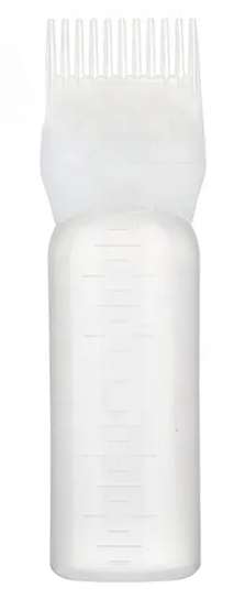 Kam med flaske for hårfarge og olje - Klemmeapplikator